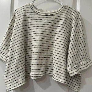 Blue Rain Cropped Top | White with black stripes